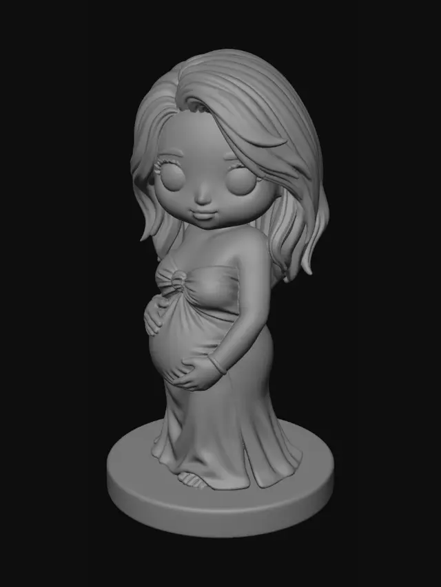 3D model for Blue Gown Mom-to-Be