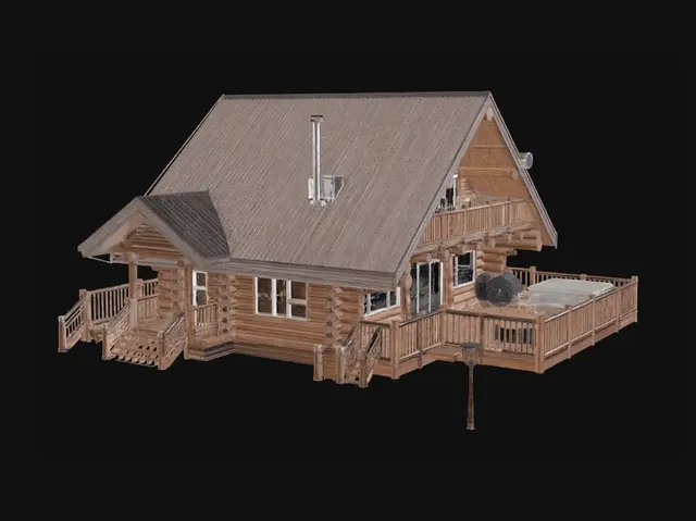 3D model for Snowy Log Cabin Chalet