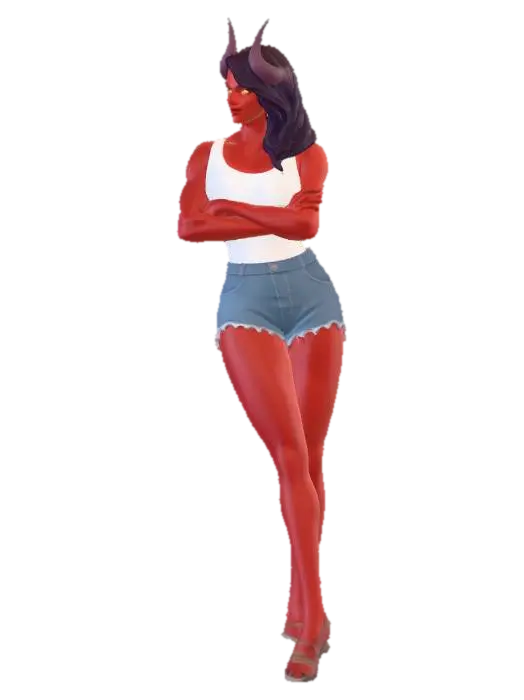 Modelo 3D de Have her arms folded wearing the same clothes as in the reference images - Dispatch, generado por IA
