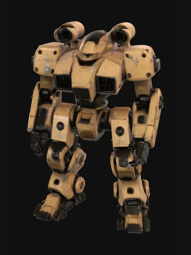 3D model for well-armed Battlemech, many details, a masterpiece, golden colors, full height, cinematic composition, cinematic high detail, ultra realistic, cinematic lighting, Ultra- Wide Angle, Depth of Field, hyper-detailed, beautiful background l looking at viewer,monochrome, high contrast, sharp shadows,moody atmosphere, dramatic lighting, intense gaze, gritty texture,7-Catapult, Missile Launchers,Battlemech