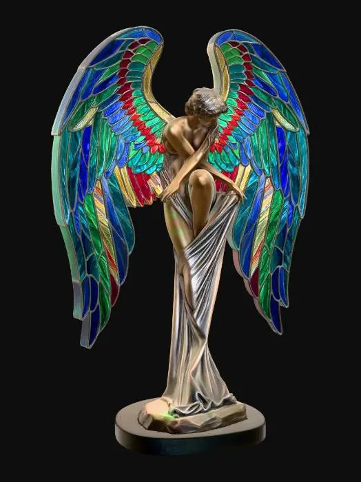 3D model for Stained Glass Angel with Rainbow Wings
