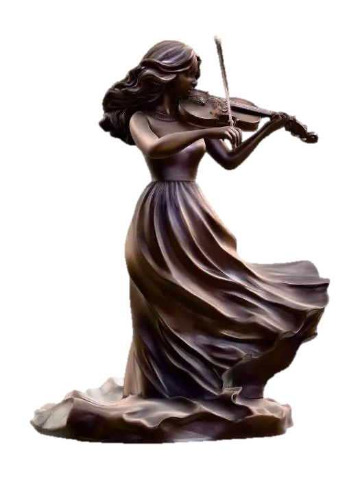 Girl Play Music 3D model, vytvořený pomocí AI