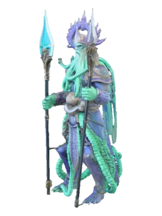 un personaje con cuerpo de pulpo bien detallado orientado en un dios nordico como odin… 3D model, vytvořený pomocí AI