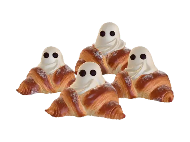 Ghost Croissants, #Halloween2025# - Desserts 3D model, vytvořený pomocí AI