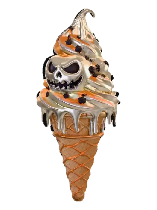 Spooky Swirl Cone, #Halloween2025# - Treats 3D model, vytvořený pomocí AI