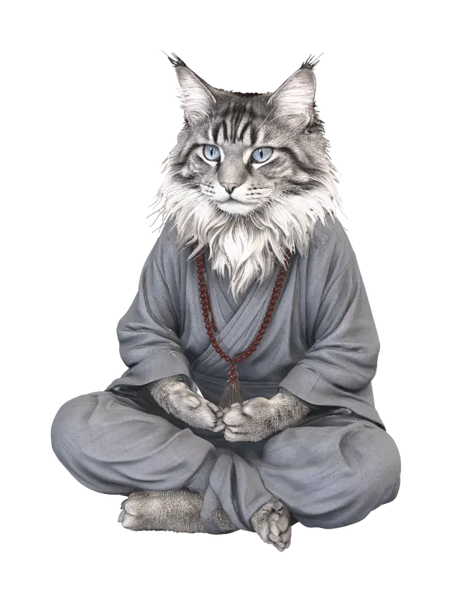 Master Miao-Zen (or Venerable Bodhi-Purr) 3D model, vytvořený pomocí AI