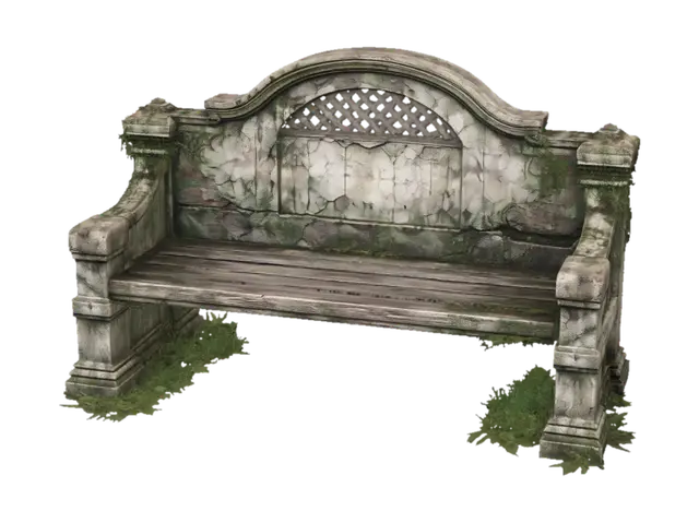 Weathered Stone Garden Bench - Stonebench 3D model, vytvořený pomocí AI