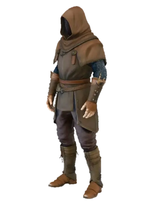 Hooded Wanderer - Cloaked 3D model, vytvořený pomocí AI