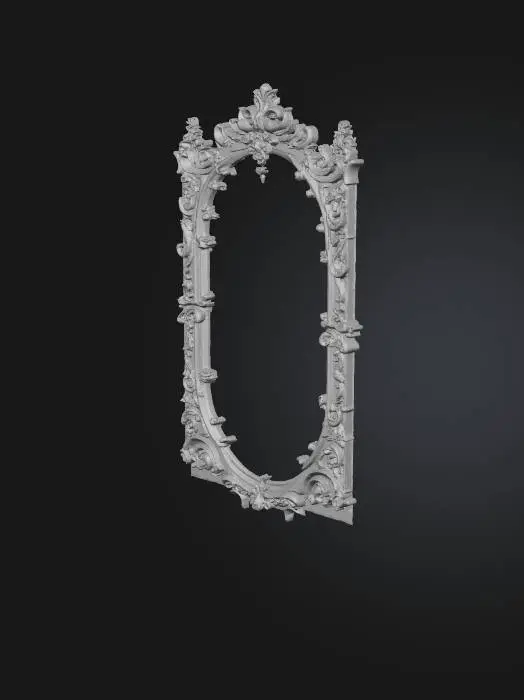 3D model for A big tall picture frame between two rocks depicting a dark fantasy scenery.