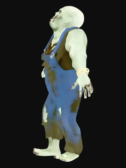 3D model for T-Pose Zombie in Blue Overalls