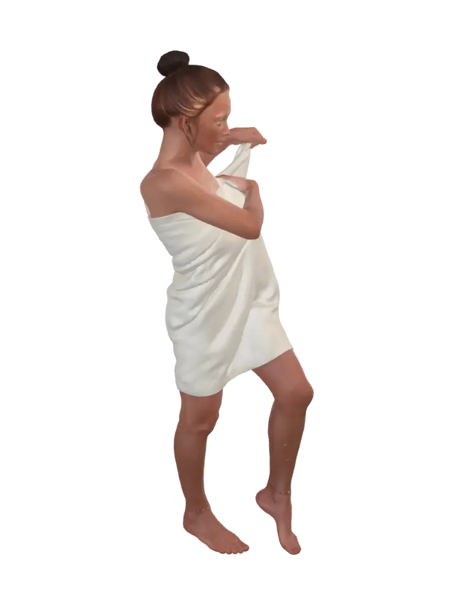girl wearing a towel - Facial 3D model, vytvořený pomocí AI