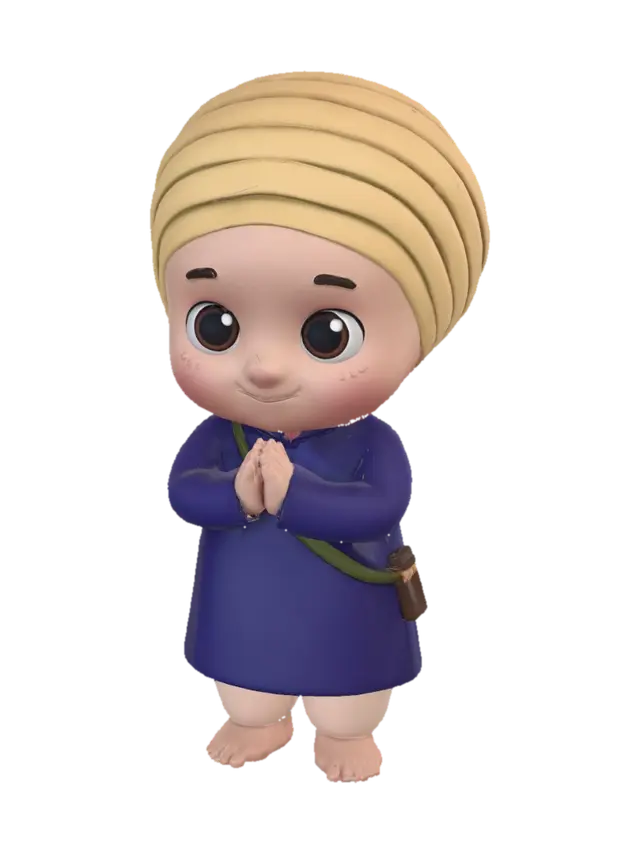 Prayerful Turbaned Child - Devotional 3D model, vytvořený pomocí AI