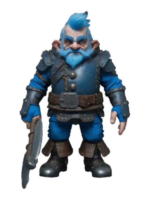 Dwarf - Axeman 3D model, vytvořený pomocí AI