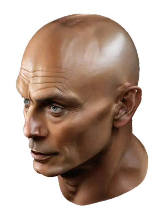 Ultra realistic portrait of Yul Brynner - Actor 3D model, vytvořený pomocí AI