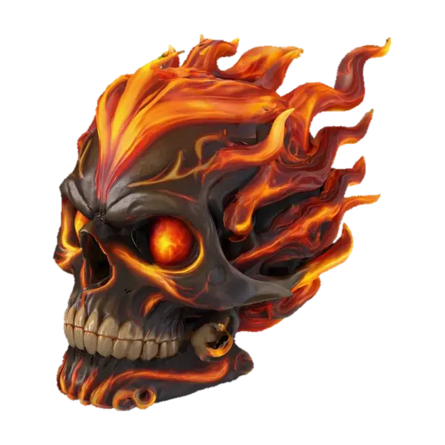 Inferno Skull 3D model, vytvořený pomocí AI