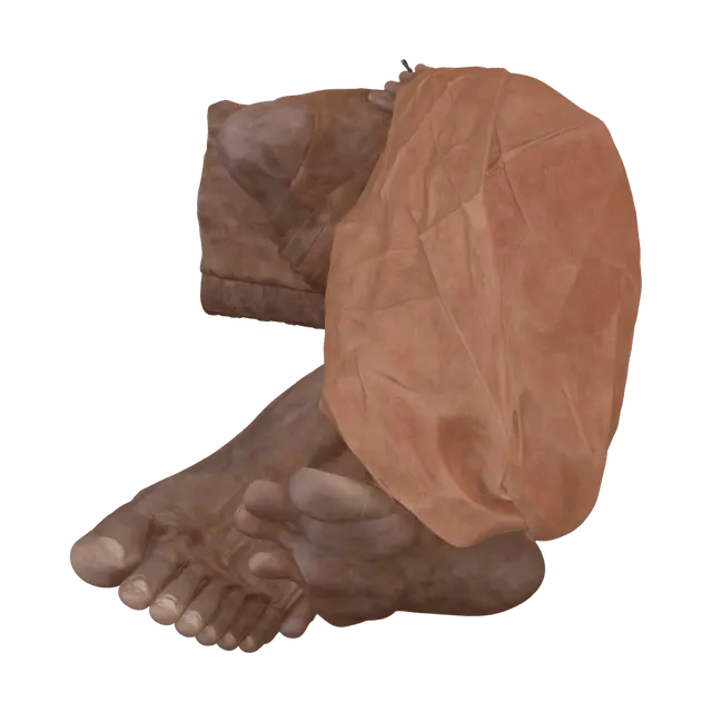 Barefoot Under Orange Cloth 3D model, vytvořený pomocí AI