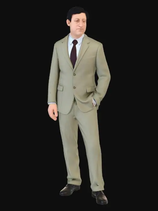 3D model for Contemplative Businessman in a Tan Suit
