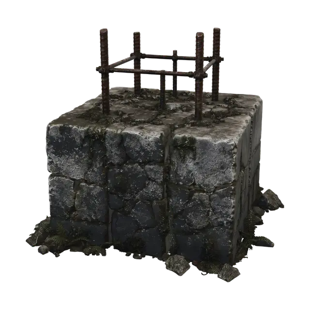 3D model for Rusted Frame on Mossy Concrete