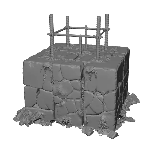 3D model for Rusted Frame on Mossy Concrete