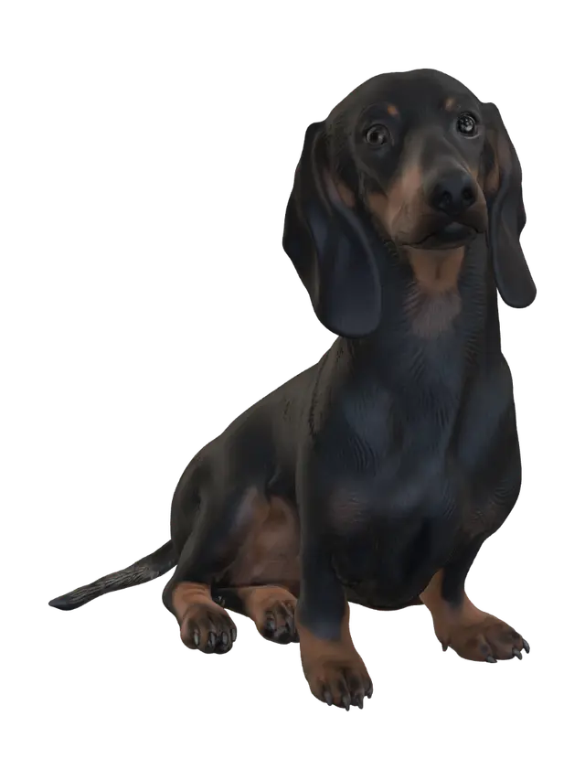 Dachshund Dog 3D Model v3 - Frontpaws 3D model, vytvořený pomocí AI