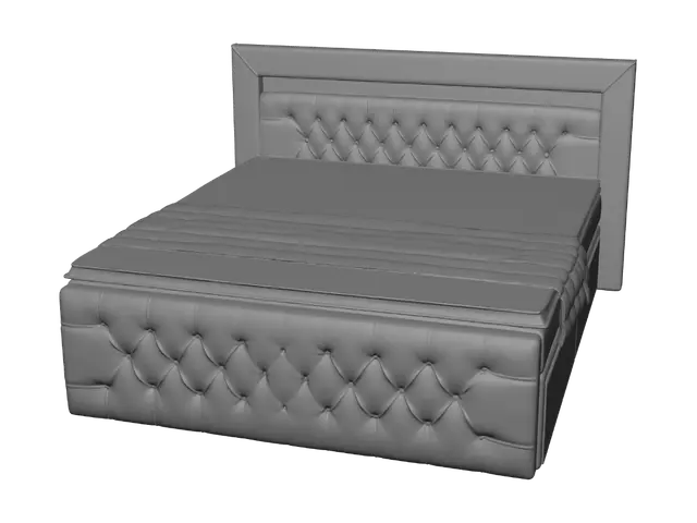 3D model for Grey Tufted Platform Bed with Storage