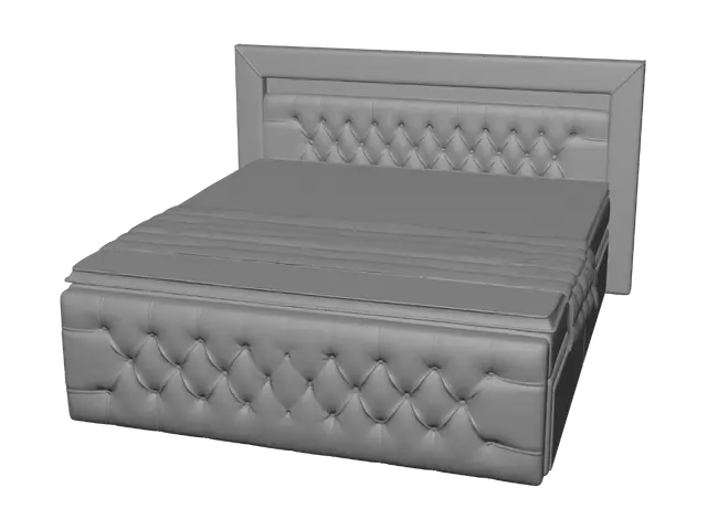 3D model for Grey Tufted Platform Bed with Storage