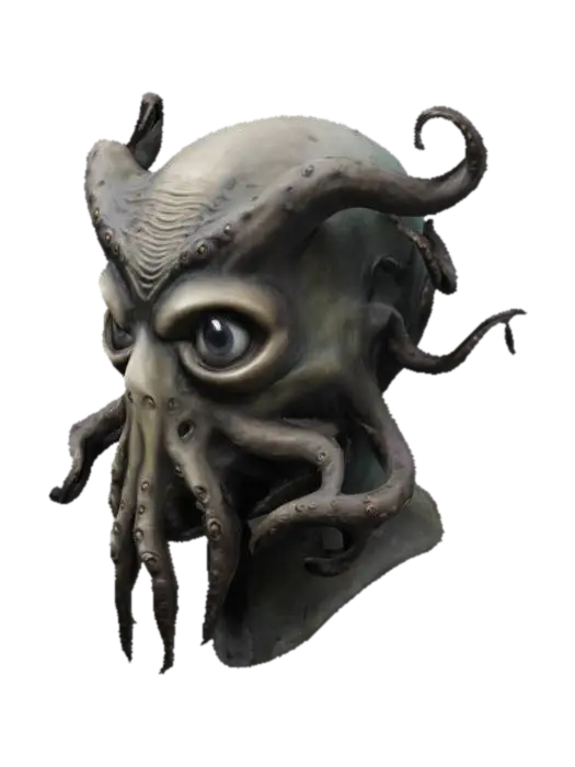 a creepy mask with tentacles and big eyes - Monsters 3D model, vytvořený pomocí AI