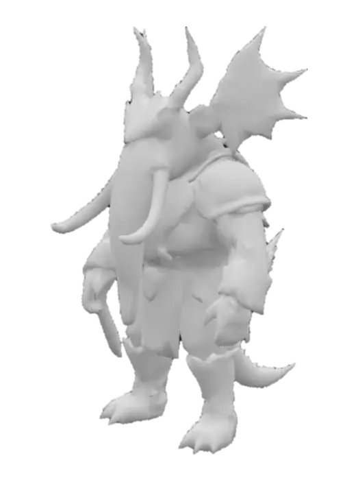 3D model for A surreal Humanoid hybrid of a Dragon And elephant as A Samurai In
Cyberpunk Style
