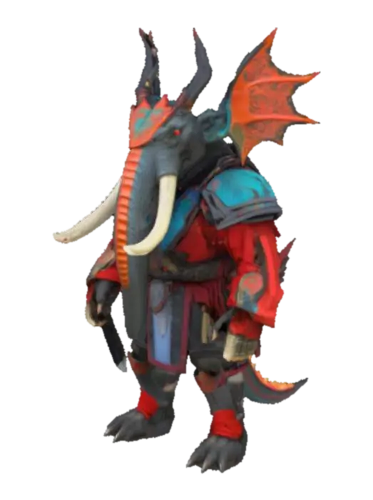 3D model for A surreal Humanoid hybrid of a Dragon And elephant as A Samurai In
Cyberpunk Style