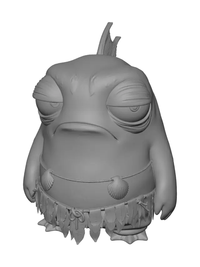 3D model for Sleepy Blue Monster in a Grass Skirt