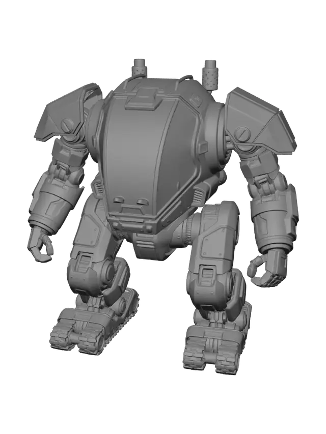 3D model for a battle mech like  in the reference, but the cockpit in the middle should be  a seat for the pilot and some leavers and a glas  cockpit windshield