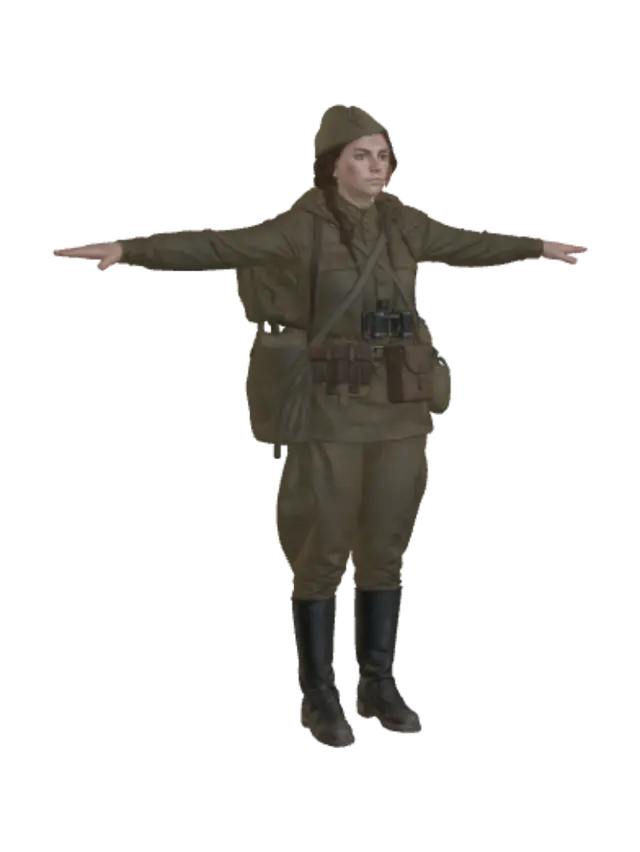 3D model for Soviet World War II Soldier in a T-pose