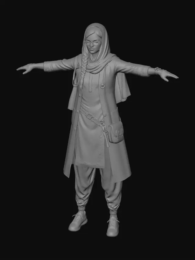 3D model for Hijab-Wearing Doctor in a T-Pose