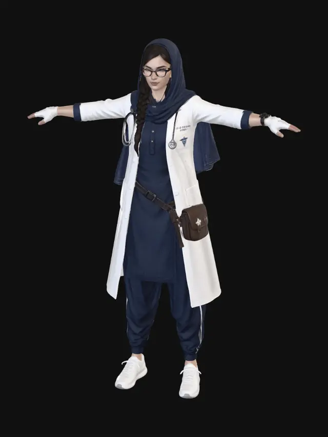 3D model for Hijab-Wearing Doctor in a T-Pose