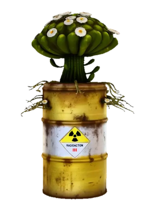 Fallout 76 Nuclear Waste Barrel Planter 3D model, vytvořený pomocí AI
