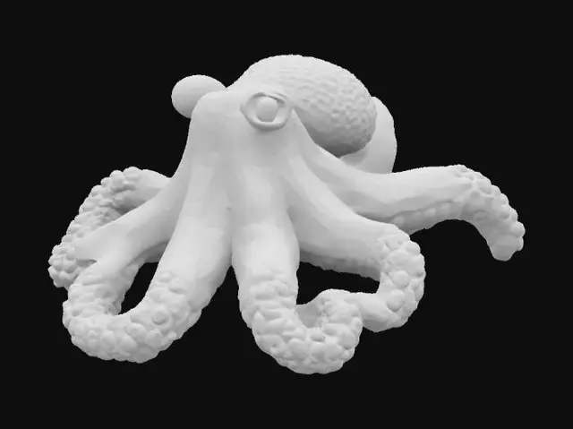 3D model for blue-ringed octopus resting on a coral ledge, its iridescent rings pulsing with warning signals