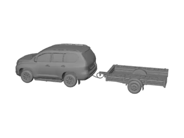 3D model for SUV and Trailer on a Mountain Highway