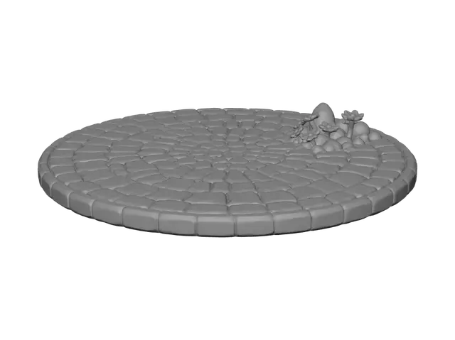 3D model for Circular Stone Tile Ring with Floral Cluster