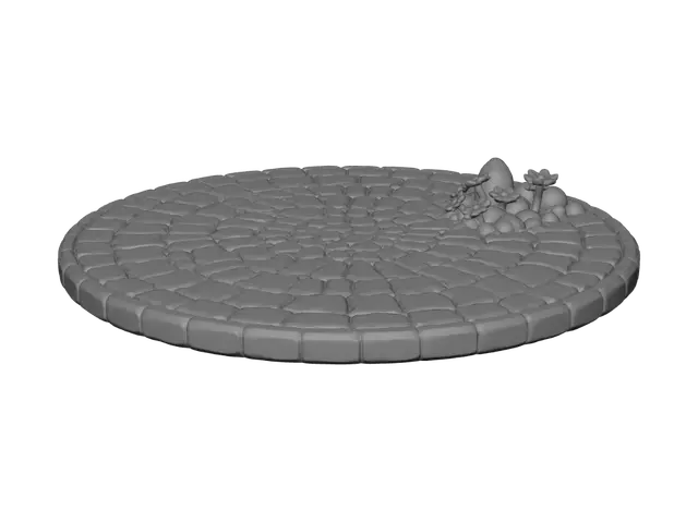 3D model for Circular Stone Tile Ring with Floral Cluster