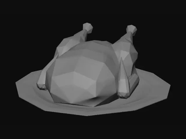3D model for Low-Poly Roasted Turkey on Plate