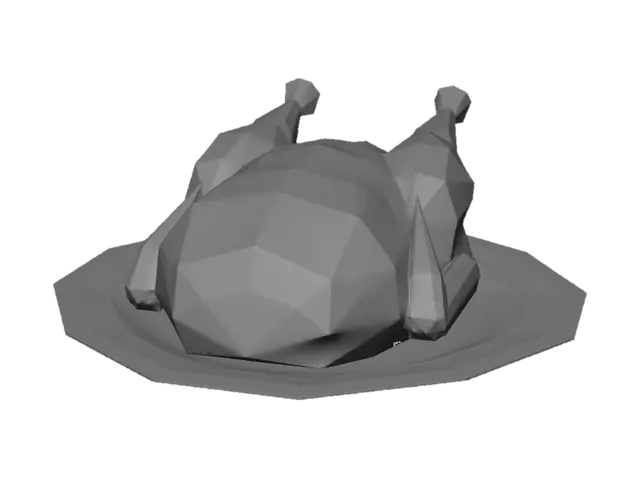 3D model for Low-Poly Roasted Turkey on Plate