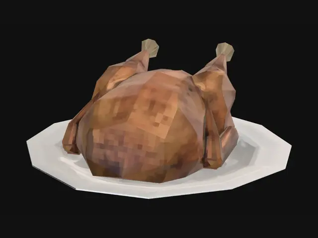 3D model for Low-Poly Roasted Turkey on Plate