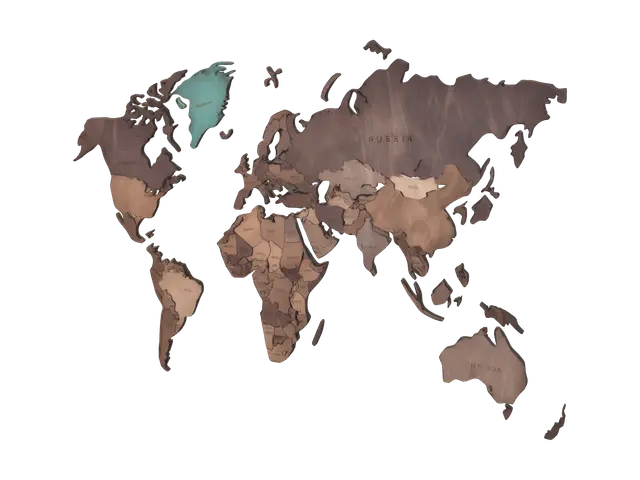 Modern Map Of Continents - Worldmap-3D-modell, genererad av AI