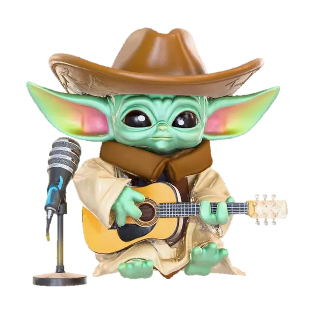Grogu's Cowboy Serenade 3D model, vytvořený pomocí AI