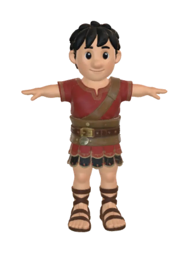 Little Warrior - Settler-3D-modell, genererad av AI
