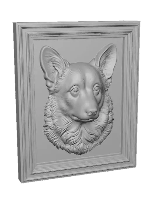 3D model for Marble-Framed Corgi Portrait