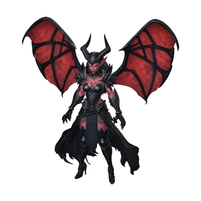 demon lady in epic battle gear - Faction 3D model, vytvořený pomocí AI