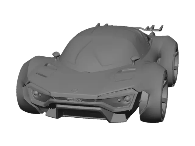 3D model for A futuristic sci-fi hovercar with sleek aerodynamic body, 
neon blue glowing accents, transparent cockpit, 
floating slightly above ground, cinematic lighting, 
PBR materials, suitable for game asset