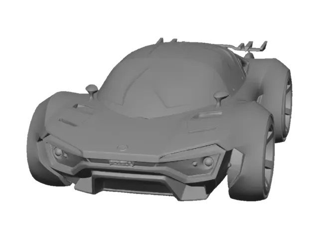 3D model for A futuristic sci-fi hovercar with sleek aerodynamic body, 
neon blue glowing accents, transparent cockpit, 
floating slightly above ground, cinematic lighting, 
PBR materials, suitable for game asset