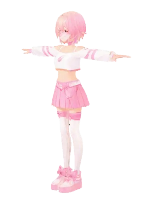 Femboy 3D model, vytvořený pomocí AI